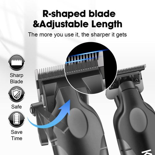 Kemei Hair Clipper and Trimmer Set Professional Cordless Hair Clipper for Men Electric Beard Trimmers Barber Hair Cuttings Kit, T Blade Trimmers for Men with LCD Display, KM-2290，KM-2293