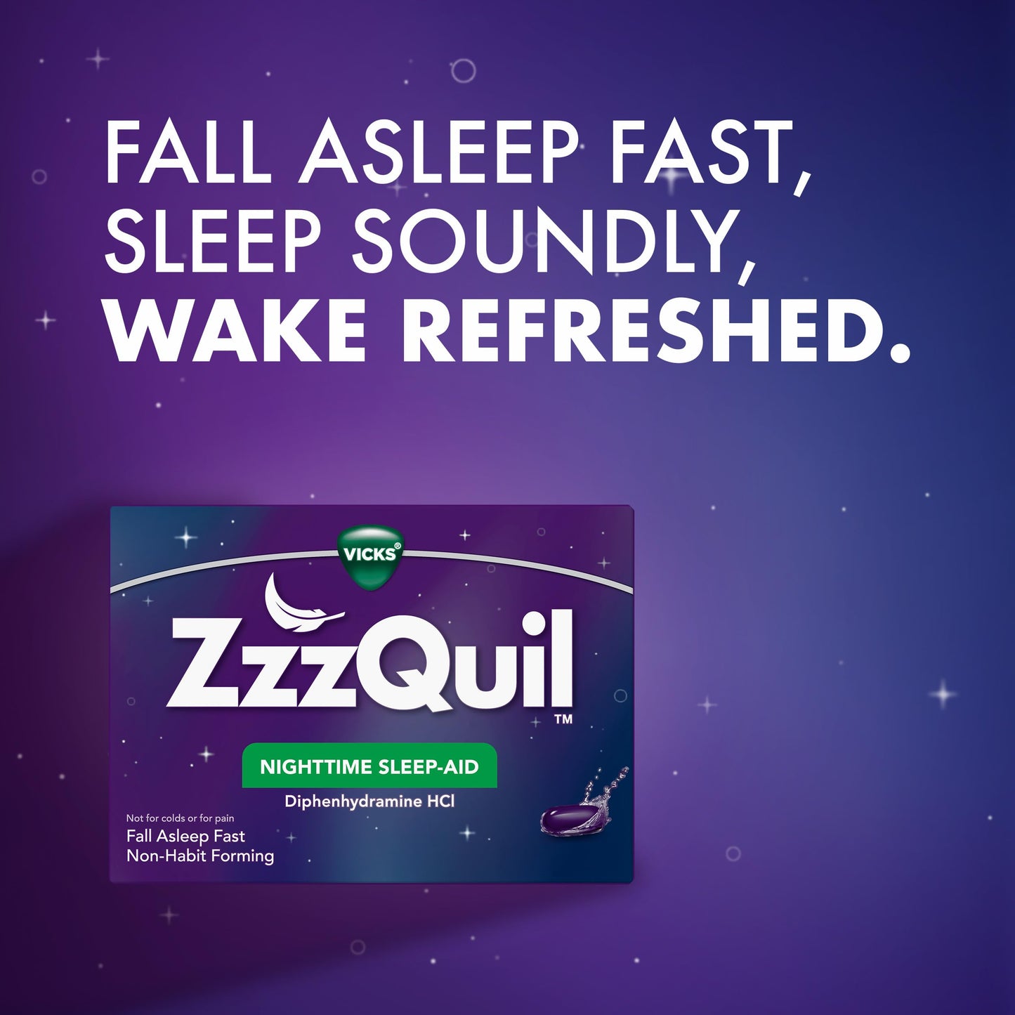 ZzzQuil LiquiCap Sleep Aid, Diphenhydramine 25mg HCl, Sleep Aids for Adults, Nighttime Sleep Aid, 72 LiquiCaps