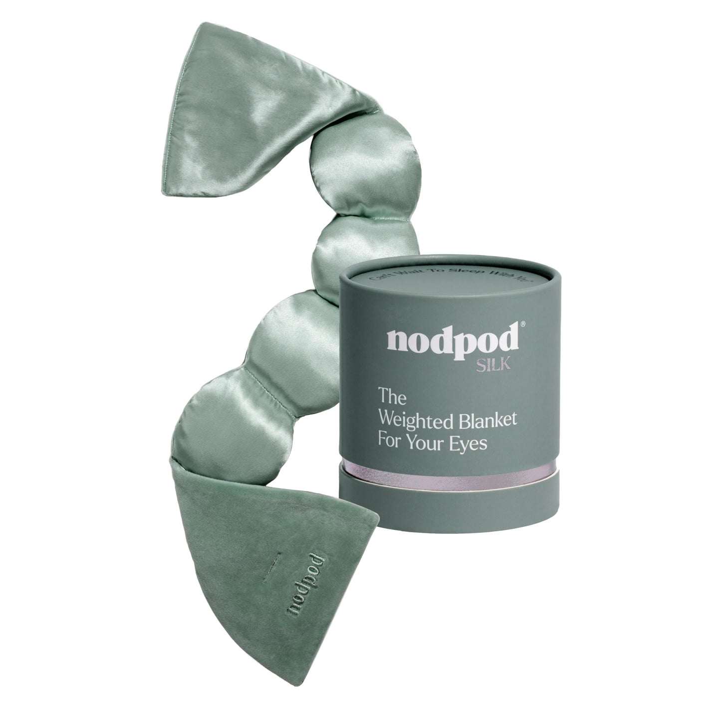 Nodpod Mineralized Silk Gentle Pressure Sleep Mask - Strap-Free, Light-Blocking Design for Sleep, Travel & Relaxation - Weighted Eye Pillow, Machine Washable (Willow)