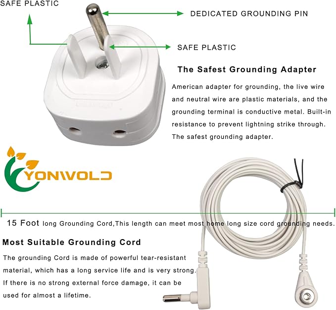 Yonwold Organic Grounding Sheet 10% Silver Queen for Bed Sleeping Therapy with Safest Ground Adapter and Connection Cord 60x80 INCH