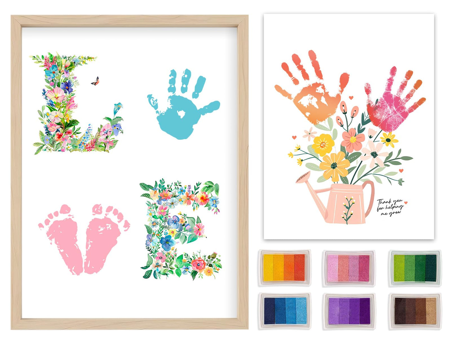 NOCHUVO Baby Handprint & Footprint Art Craft Kit-DIY Keepsake Painting with Frame, 12" x 16", 2 Art Styles,Meaningful Keepsake Gift for Mom & Grandma,Perfect for Birthday, Christmas & Baby Shower