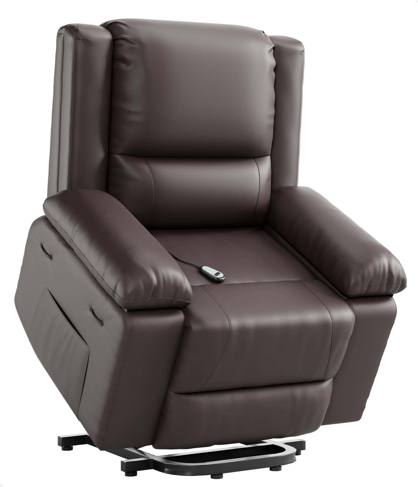 GarveeHome Power Lift Recliner Chair - Heat and Massage, Adjustable Back and Legs, Pu Leather Electric Lift Chair Designed for The Elderly and People with Mobility Impaired