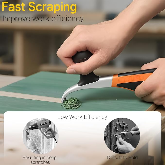 Premium Ergonomic Carbide Scraper - 2-1/2", Heavy-Duty Tool for Wood, Metal, Glass & Floors, Removal on Various Surfaces Dry Glaze, Stains, Putty, Scratches, Rust, Paint, Glue, Varnish, Resin - 65 mm