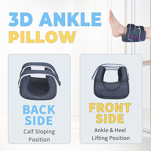 Ehucon 3D Heel Protectors Bed Sore Pillow Cushion for Pressure Sores,Foot Pillows Support Boot for Bedridden Patients Supplies, Ankle Pillow heel Protector for Heel Pain (Navy (Pack of 1))