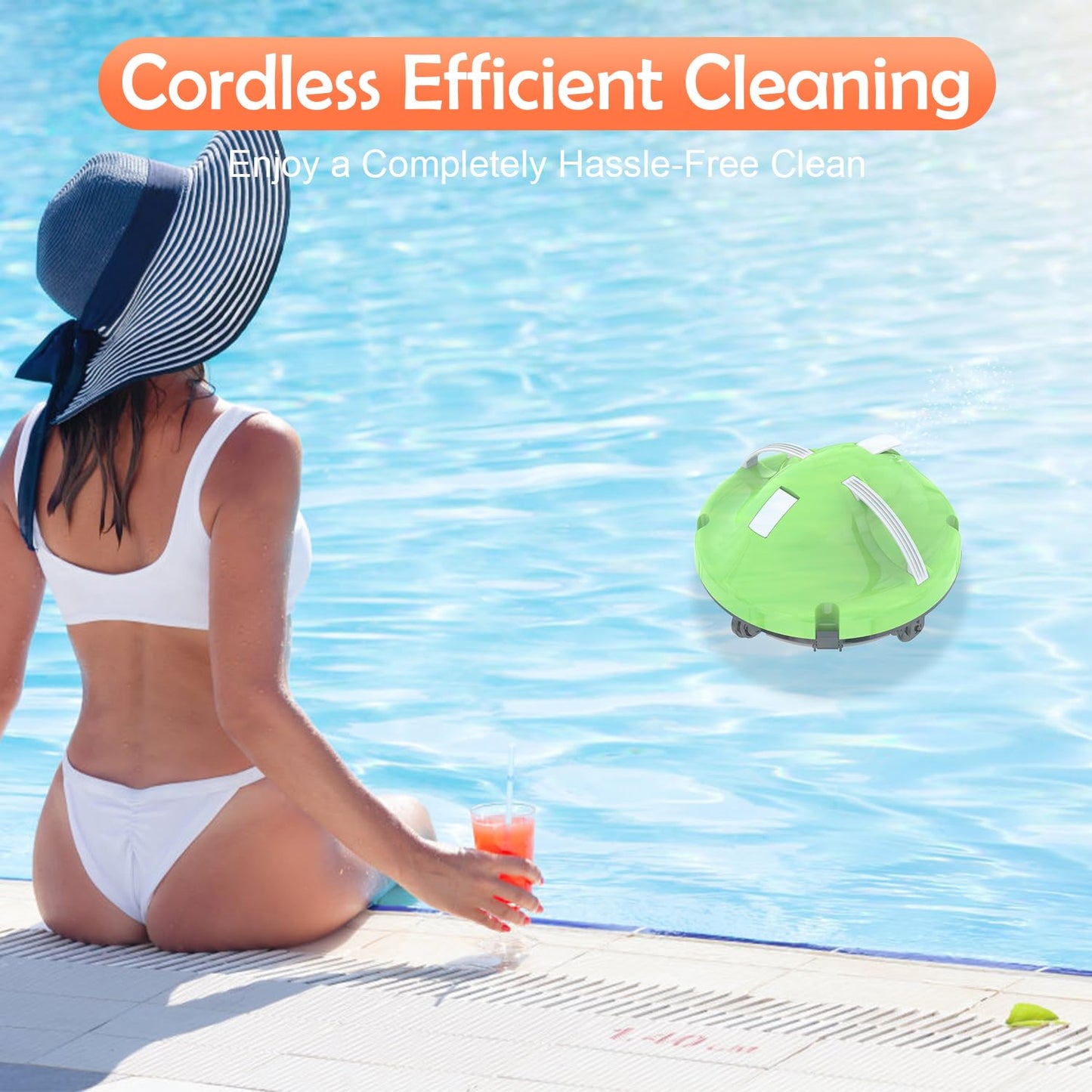 (2026 New) Robot Pool Vacuum for Above Ground Pool, Cordless Robotic Pool Cleaner Dual Motors, 130 Mins Runtime, Auto-Dock, Automatic Pool Vacuum Cleaner for In-Ground Flat Pools Up to 1100 Sq.Ft