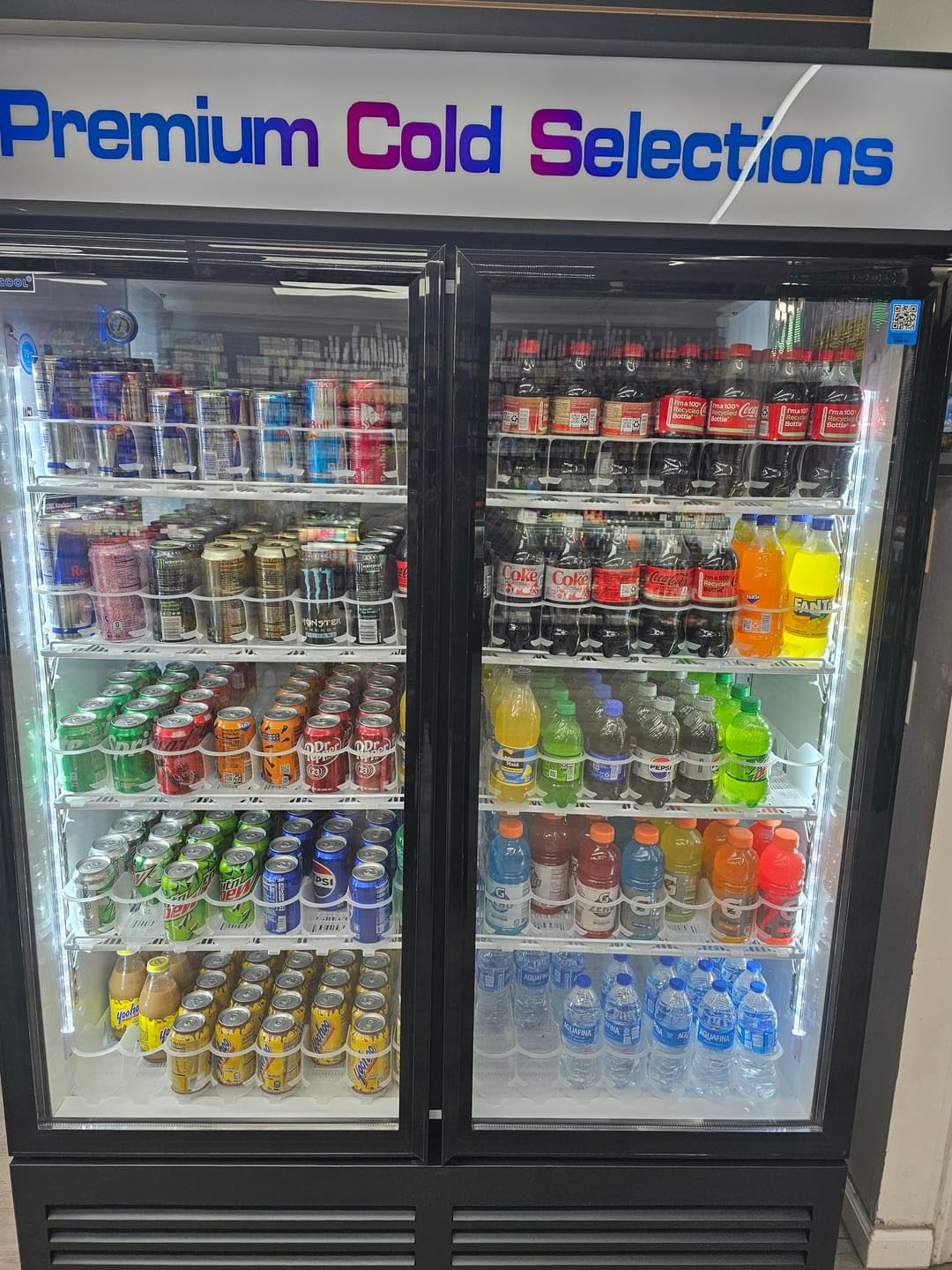 NAFCOOL Commercial Beverage Refrigerator Display Fridge,Two Glass Door Upright Merchandiser Drink Cooler with LED Light Adjustable Shelves,46 Cu Ft,ETL Sanitation,(Wheels Not Included)