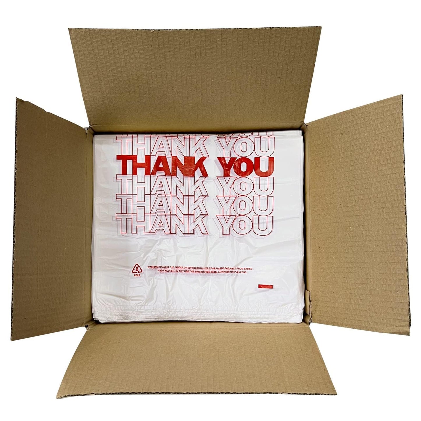 TashiBox 1000 Ct plastic bags/Shopping Bags/Thank You Bags/Reusable and Disposable Grocery Bags - Measures 11.5" X 6.25" X 21", 15mic, 0.6 Mil