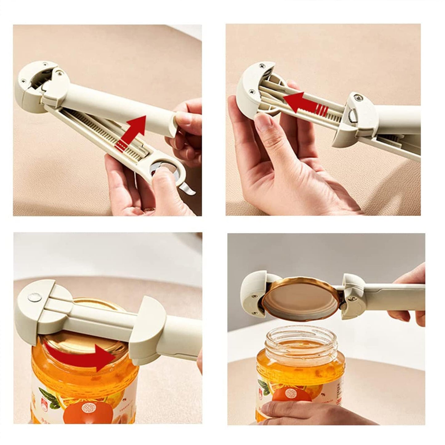 Multifunctional Retractable Bottle Opener - Adjustable Multifunctional Can Opener Jar Lid Gripper - 2024 New Jar Opener Bottle Opener for Weak Hands, Senior Arthritis (White)