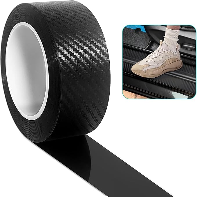 LonXFan Black Carbon Fiber Wrap (4In x 33Ft) 5D Carbon Anti-Collision Window Sill Bumper Door sill Protector for Most Cars...