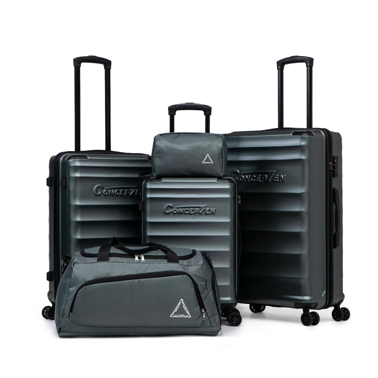 CONCEPTEN Luggage Sets, 5 Piece Durable Suitcase Set with Spinner Wheels, ABS Hard Shell Lightweight Luggage with TSA Lock, Large Checked Travel Suitcases, 20/24/28 Inch, Teal