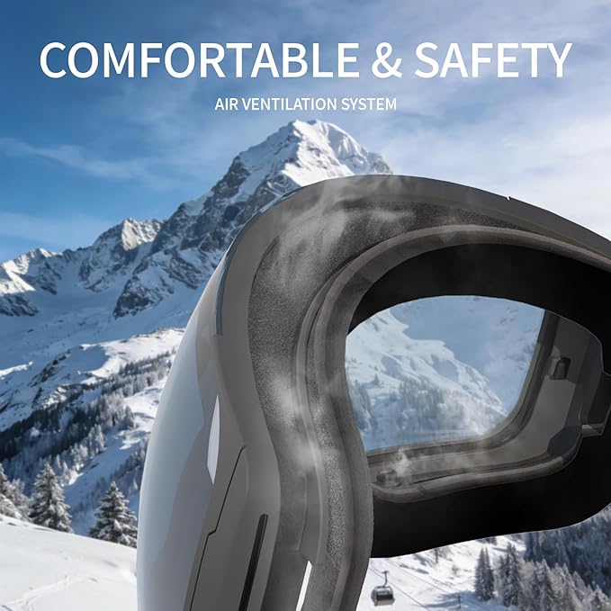 Ski Goggles for Men Women Adult & Youth, OTG Snowboard Goggles Anti Fog, Snow Goggles UV Protection Wide Vision
