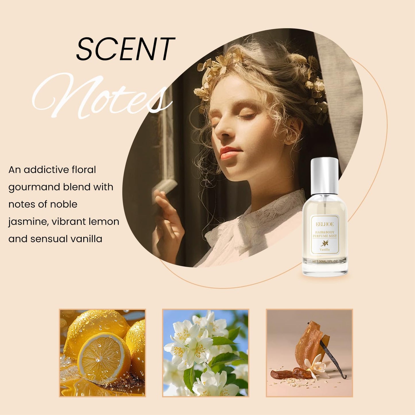 Mxvbaty Hair Perfume for Women Vanilla Pheromone, Hair & Body Shine Spray Nourishing and Hydrating Mist Fragrance, Eau Parfum Lo