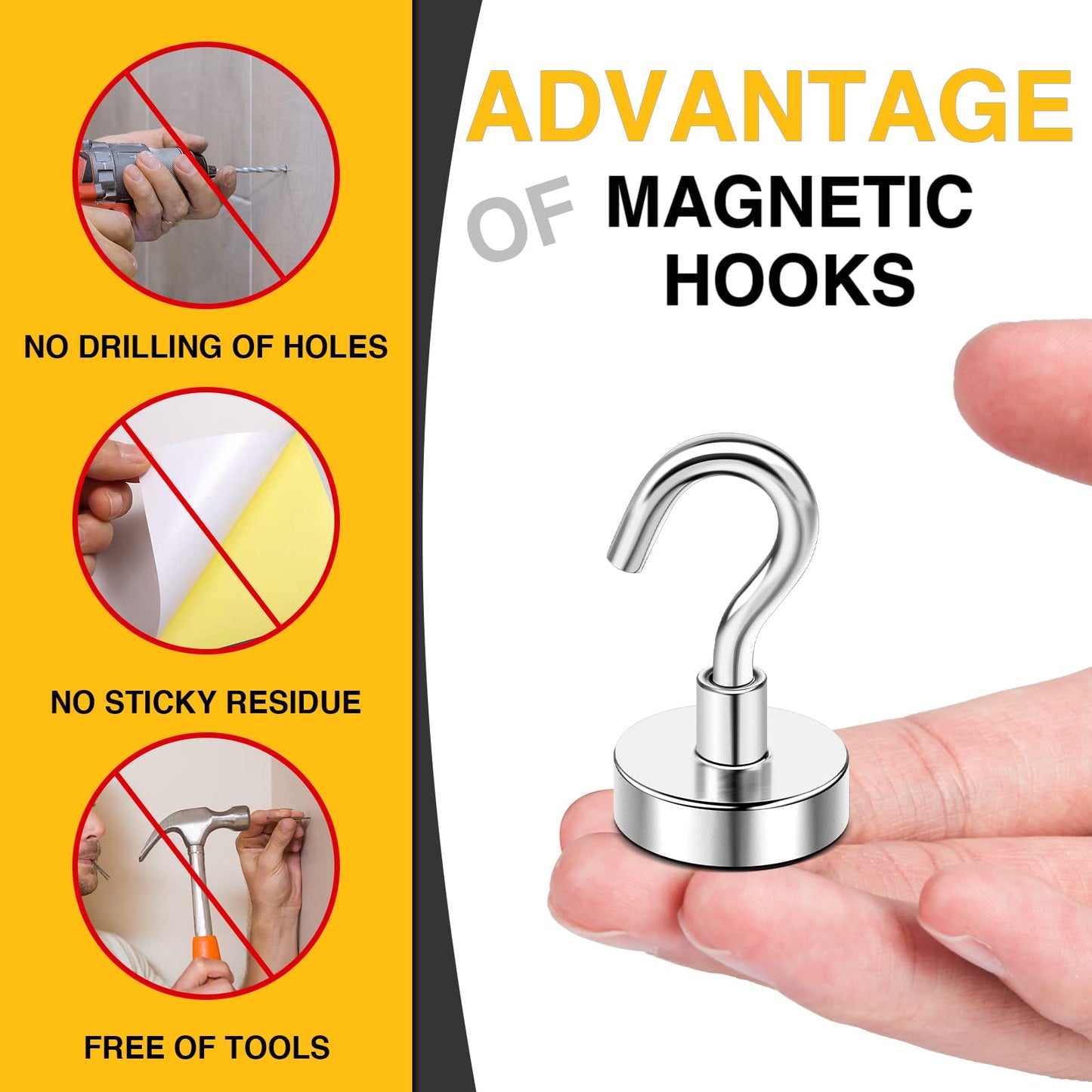 DIYMAG Magnetic Hooks for Hanging 10 Pack, 30lbs 2026 Cruise Cabin Ship Essentials N52 Magnetic Hook Heavy Duty Strong Magnets Fridge for Classroom Beach Kitchen Grills Silver