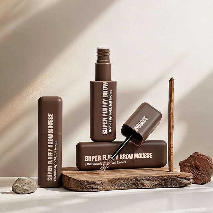 Brow Super Fluff Eyebrow Gel Mousse, Volumizing and Tinted Thickening Eyebrow, Waterproof, Long-Lasting, Easy-to-Use for Soft Full Brows, 6 Black