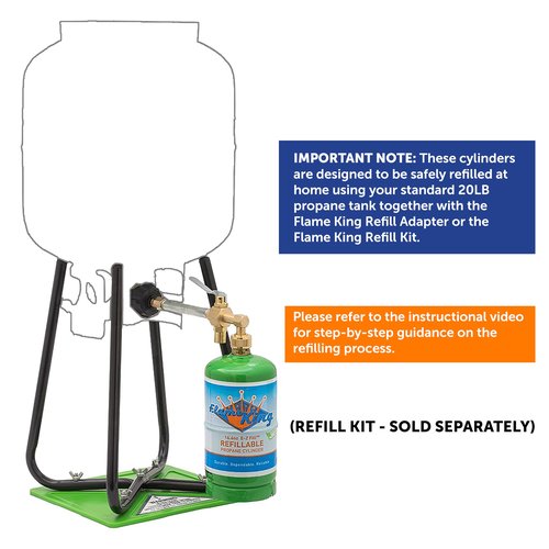 Flame King Refillable 1LB (16.4 oz) Empty Propane Cylinder Tank, Reusable, Safe & Legal Refill Option, DOT Compliant, for Camping, Backpacking and Hiking (4-Pack)