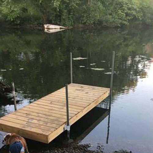 TPSHKE Dock Hardware 2.75" Galvanized Dock Pipe Leg Holder/Sleeve，Galvanized,Fully Welded for Greater Strength (4 Pack Side Leg Pipe Holder)