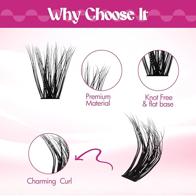 Lash Clusters 60D 300pcs 10-18mm Mixed Tray 3D Effect Fluffy Cluster Lashes D Curl Wispy Individual Lashes False Mink Eyelashes DIY Flat Lash Extension Individual Lashes Cluster (60D-0.07-D,10-18mm)