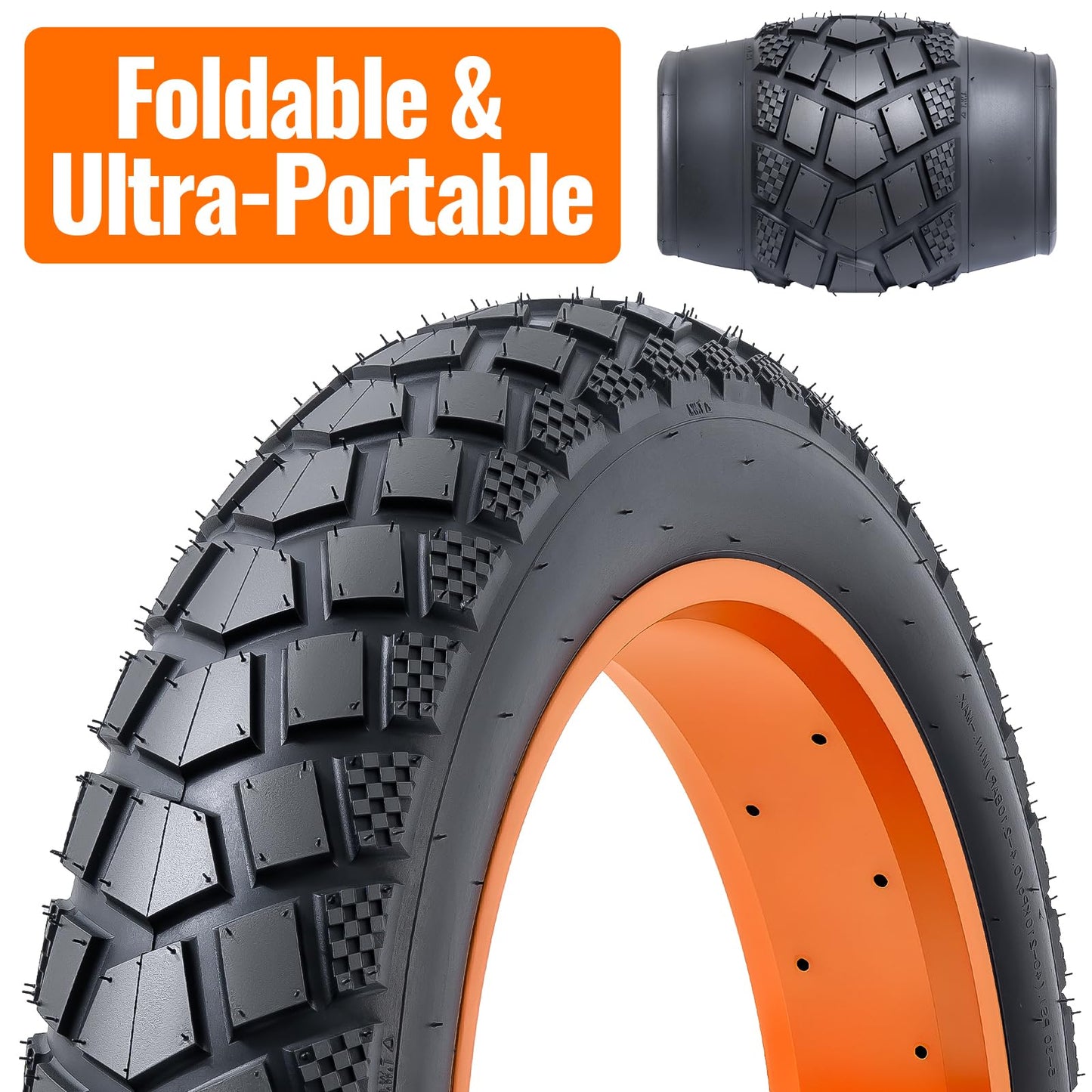 26x4.0(98-559) Heavy Duty Fat E-Bike Tires,High-Performance 26" Electric Folding Replacement Bike Tires,Durable All-Terrain Directional Tread Bicycle Tires-2PCS (EW003)