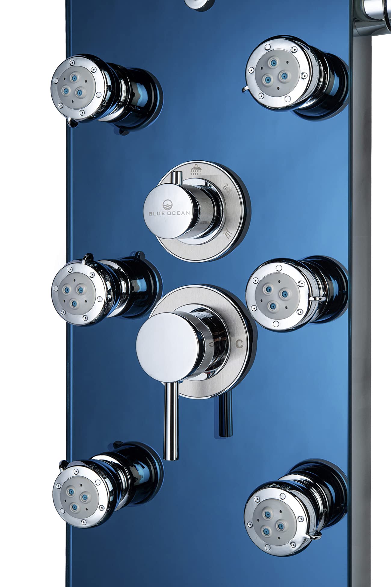 Blue Ocean 52" Stainless Steel SPS392H Shower Panel Tower System with Rainfall Shower Head and 8 Adjustable Massage Jets