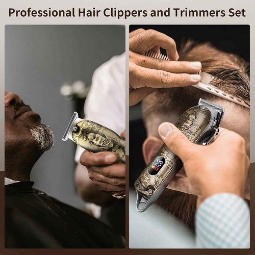 Suttik Professional Hair Clippers for Men Beard Trimmer Set, Cordless Barber Clippers for Hair Cutting Grooming Kit, Rechargeable, LCD Display,Gift for Men