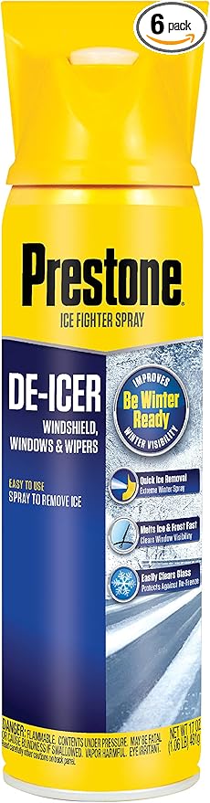 Prestone AS244 De-Icer for Windshield, Windows, and Wipers, 17 oz. Aerosol, 6 Pack