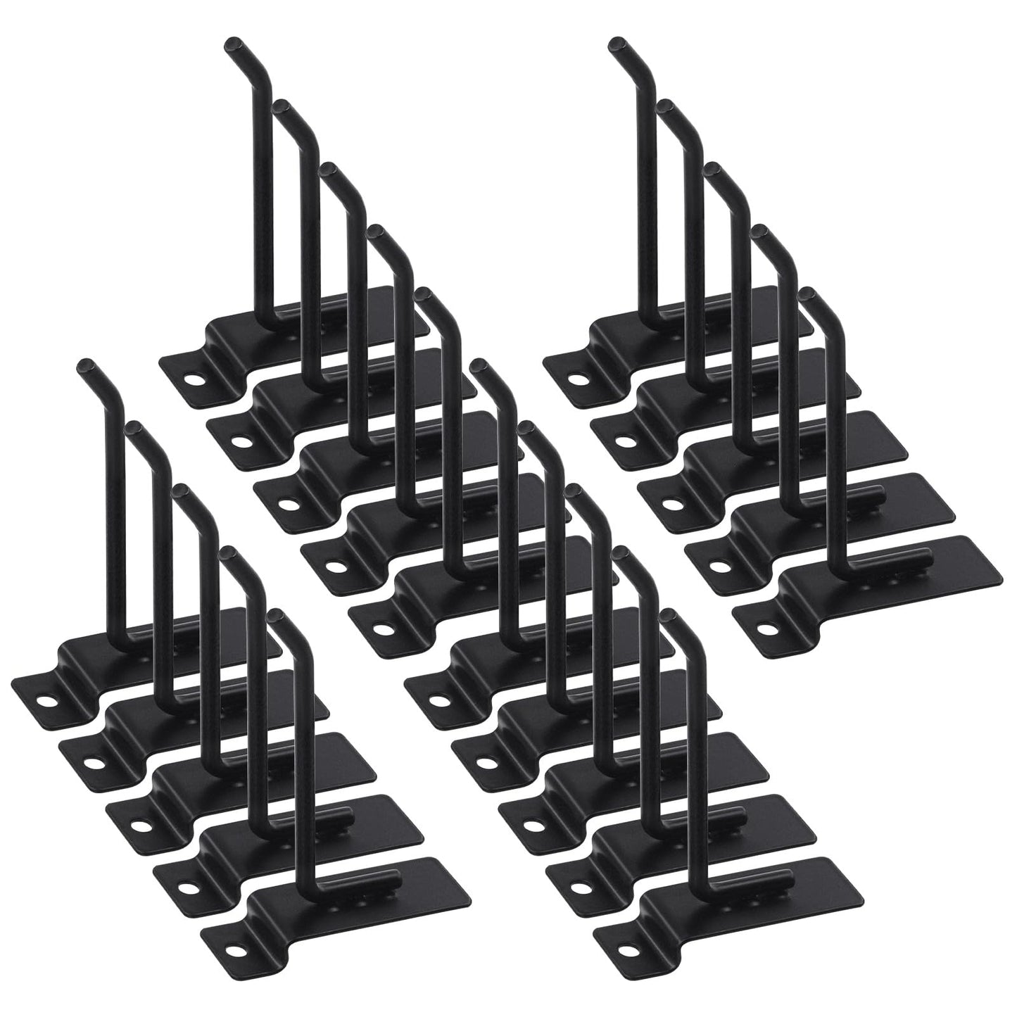 Swpeet 20Pcs 4 Inch Heavy Duty Slatwall Hooks Assortment Kit, Slatwall Accessories Slatwall Panel Hooks Garage Organization Slat Wall Hooks Pegboard Gridwall Hooks Display Hooks for Retail Black