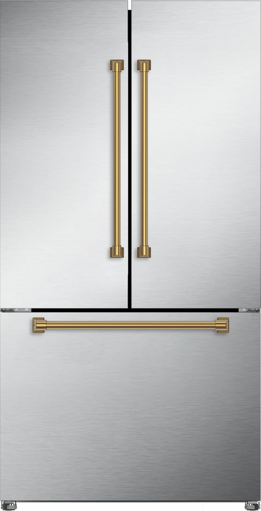 Thor Kitchen Gordon Ramsay 36 Inch 20.3 cu ft French Door Counter Depth Refrigerator with Ice Maker in Stainless Steel/Bronze