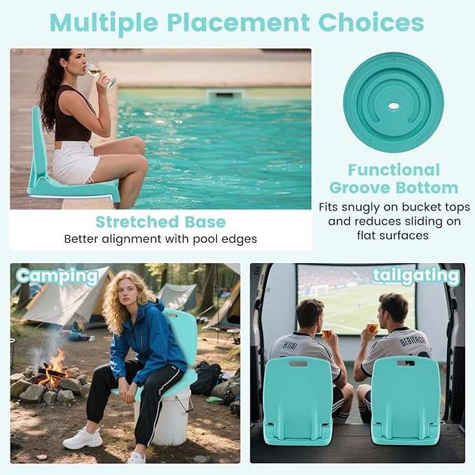 Goplus Poolside Chair for Edge of Pool, Foldable Portable Flip Seat w/Back Support & 2 Handles, Lightweight Outdoor Camping Chair for Stadium, Tailgating, Fishing, Boats, Beach (Mint Green, 2 Packs)