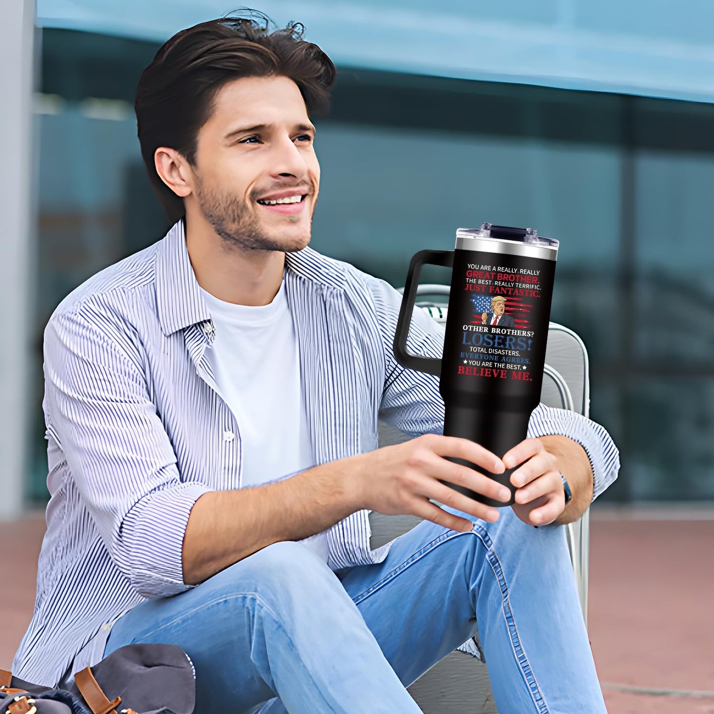 Brother Tumbler Gifts For Fathers Day for Brothers Gift from Sister Big Brother Gifts - Funny 40oz Tumbler- Unique Birthday Present Special Thank You Christmas Gift Cup for Brothers
