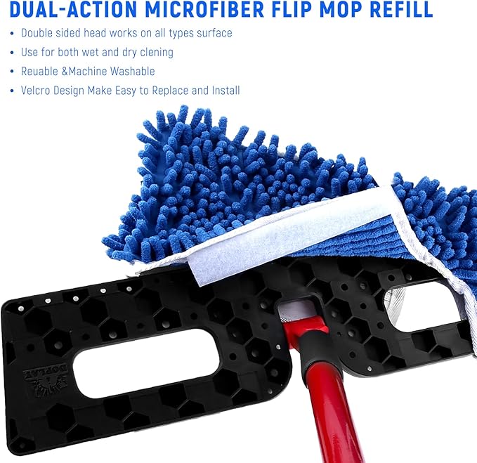 4 Pack Microfiber Flip Mop Refills,Compatible with O-Cedar Dual Action Mop,Replacement Mop Heads for Dry/Wet Use,Machine Washable.