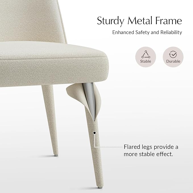 HULALA HOME Modern Dining Chairs Set of 4，Linen Fully Chenille Upholstered Dining Room Chairs Set with Foot Peg, Solid Wood Frame, Armless Kitchen Accent Chairs for Living Room Bedroom Reception