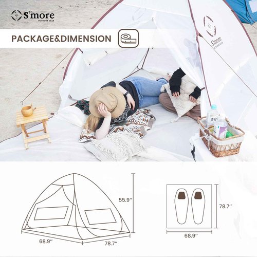 S'more Colline Blue 2 Person Pop Up Tent, Instant Setup, UV Protection, Water-Resistant, Perfect for Beach, Picnic, Camping & Hiking