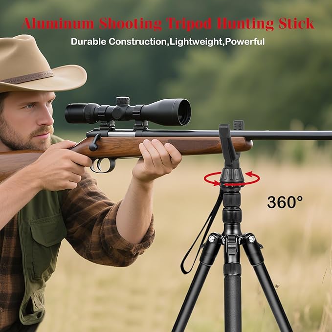 2 in1 Tripod for Camera & Hunting Tripods, 68" Camera Tripods & Monopods with Removable Handle, Aluminum Rifle Tripod & Shooting Stand, Heavy Duty Tripods for DSLR,Canon,Nikon,Sony, Extra Carry Bag