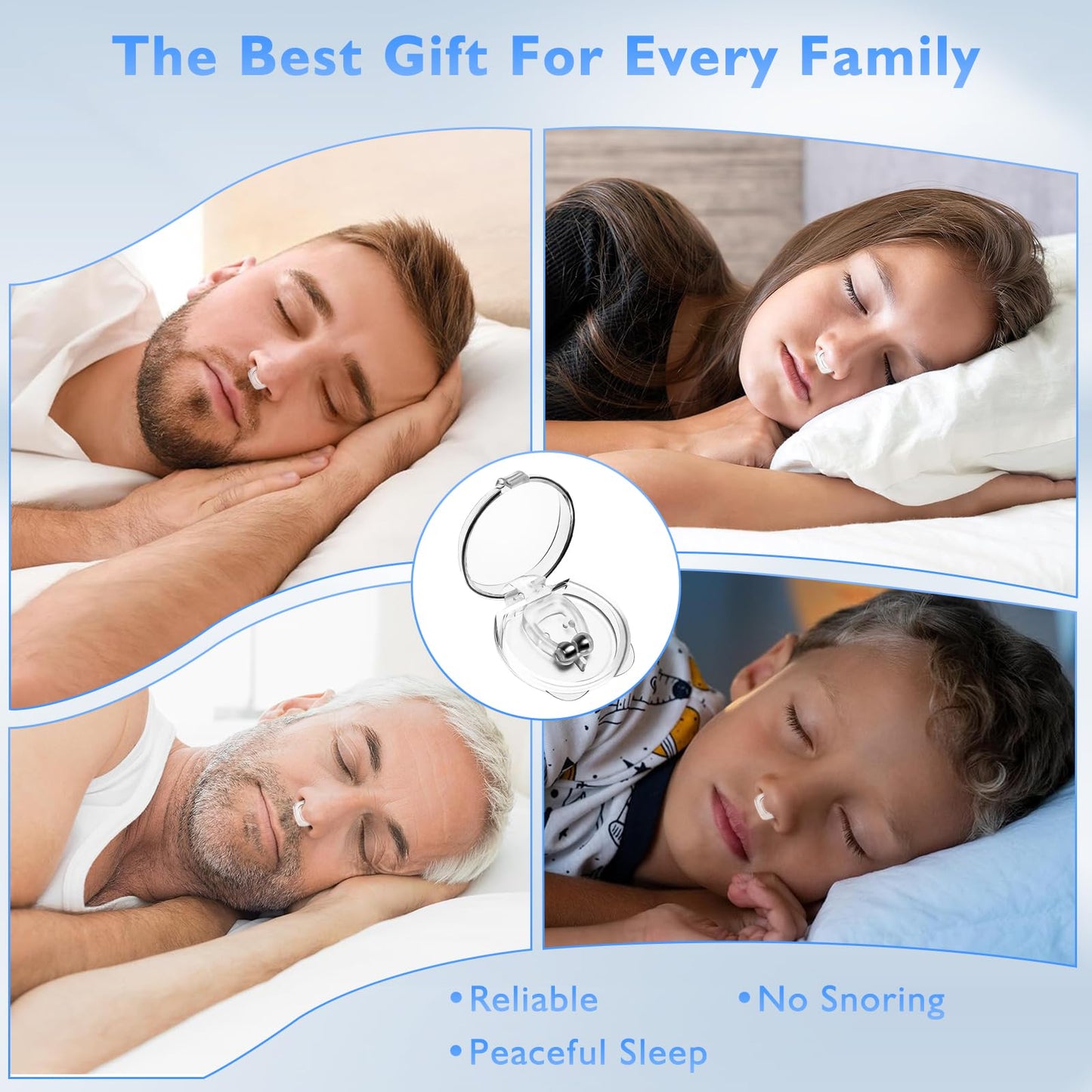 Anti Snoring Devices, Silicone Magnetic Anti Snoring Nose Clip, Nasal Strip for Snoring with Adjustable Magnet, Magnetic Nasal Strip, Stop Snoring for Men and Women, 8PCS