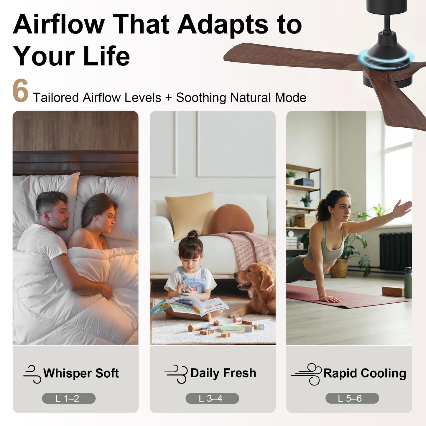 GREENEVER 52" Ceiling Fan with Light & Remote Control, Quiet DC Motor Reversible, 3CCT Dimmable LED Light with Memory, Modern Ceiling Fans for Bedroom Living Room Dining, by GRANDJOY