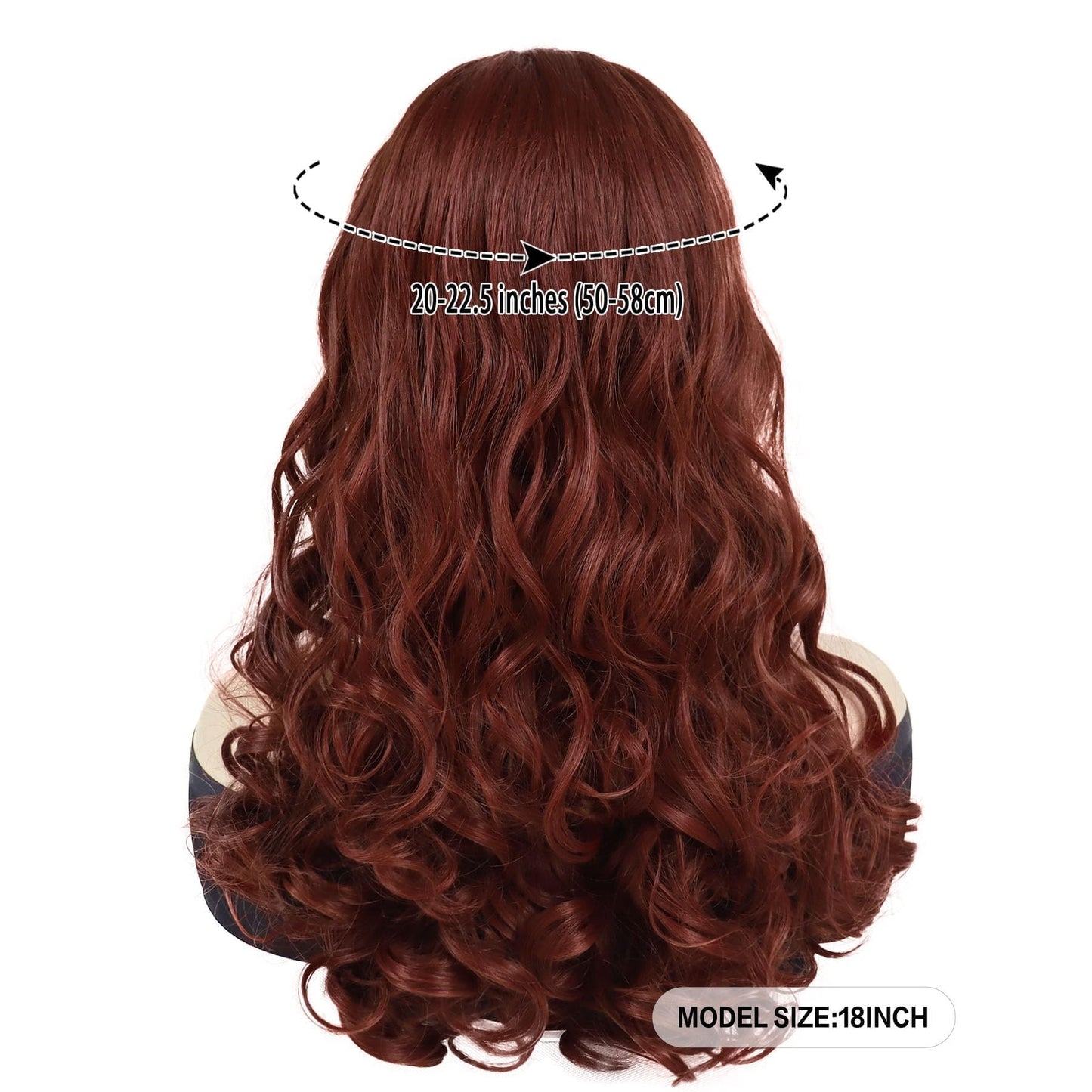 GNIMEGIL 18 inch 50s Bouffant Beehive Wig Women Cosplay Long Wavy Synthetic Hair Copper Wigs for Married Housewife Big Red Vinta