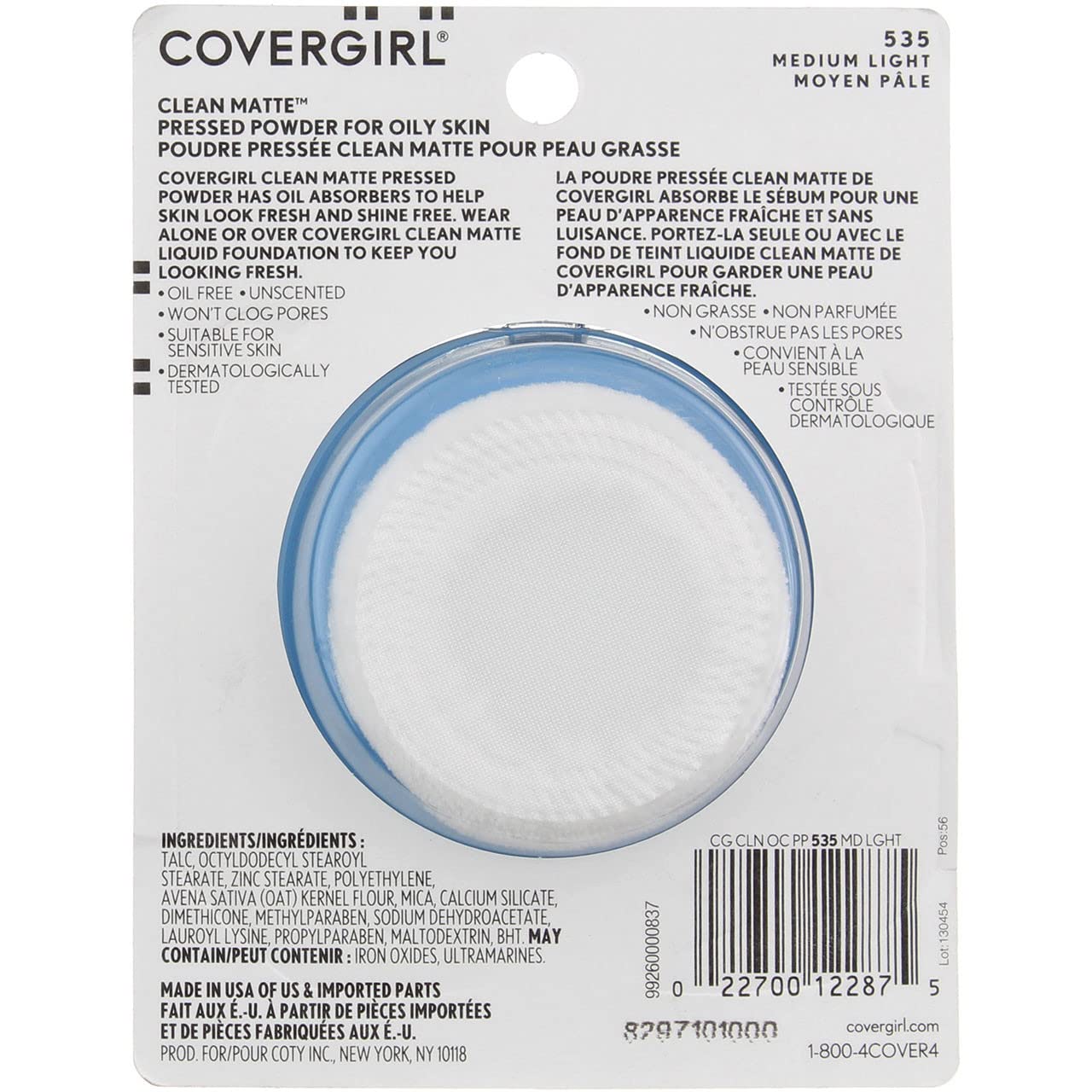 CoverGirl Clean Oil Control Compact Pressed Powder, Medium Light [535], 0.35 oz (Pack of 3)