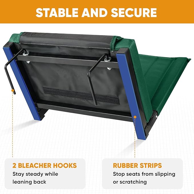 APEXUP Stadium Seats with Back Support, Portable Bleacher Seat with Large Pocket and Cup Holder, Wide Stadium Chair for Sports Events and Concerts