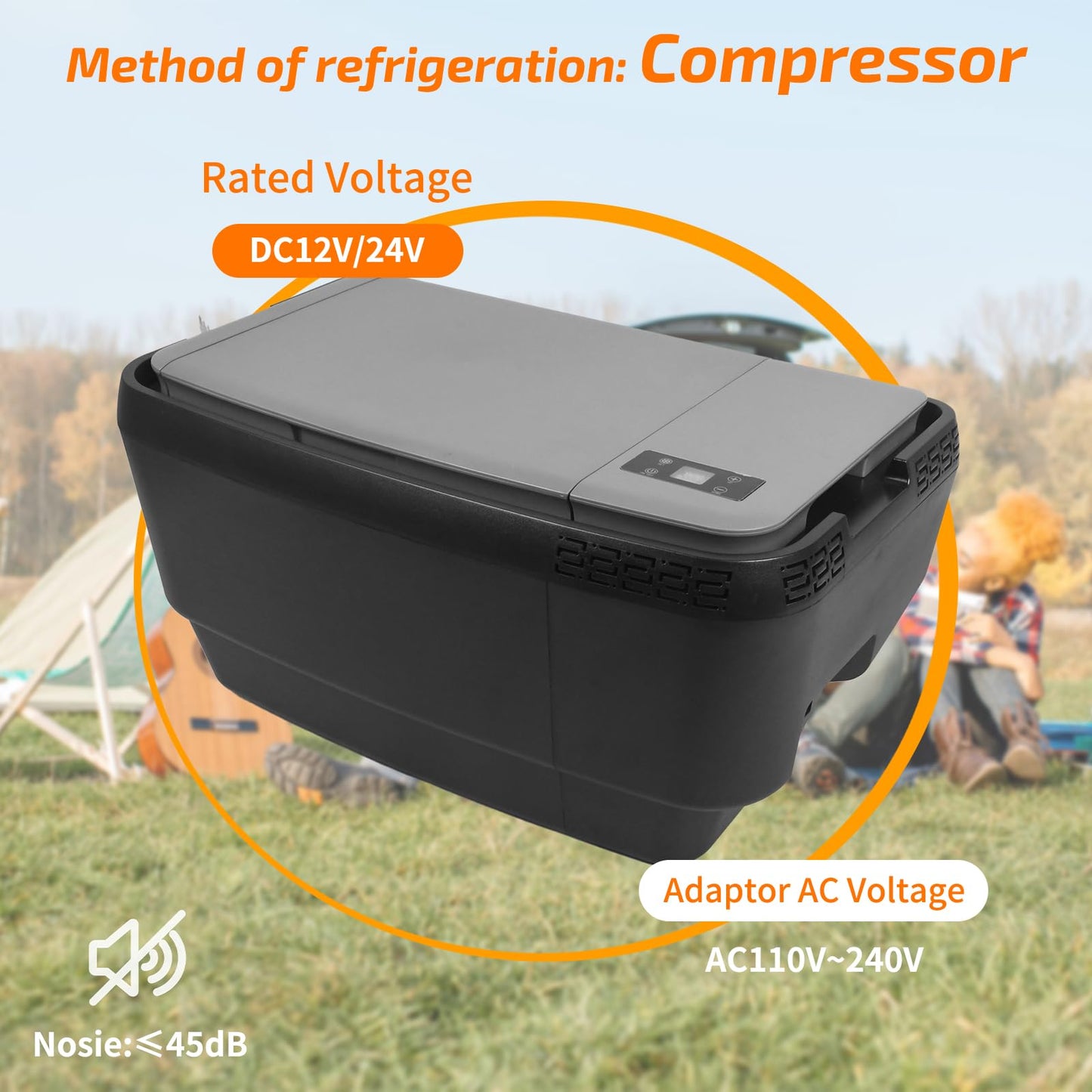 Car Refrigerator for Tesla Model Y, 37QT (35L) 12V Portable Freezer, -4℉~68℉ Trunk Fridge with APP Control, Low Noise & Energy Saving, Camping Road Trip Tailgating, 12/24V DC & 110-240V AC (Grey)