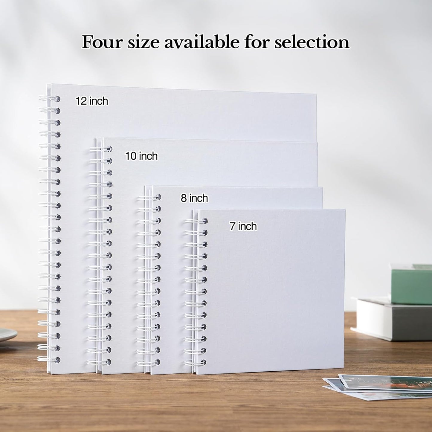 potricher 7 x 7 Inch DIY Scrapbook Album 40 Pages Hardcover Kraft Paper Scrap Book Photo Albums Memory Book for Wedding and Anniversary Family (White, 7 Inch)