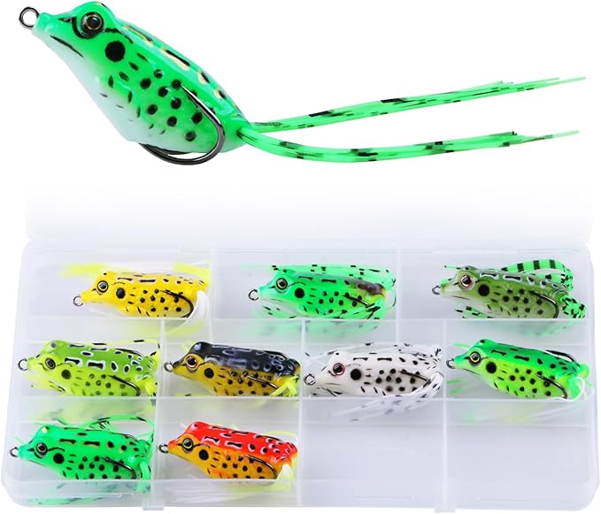 9PCS Frog Lure Kit - Topwater Fishing Lures for Bass, Snakehead & Freshwater Fish | 4.5CM 5G Soft PVC Baits with Weedless ...