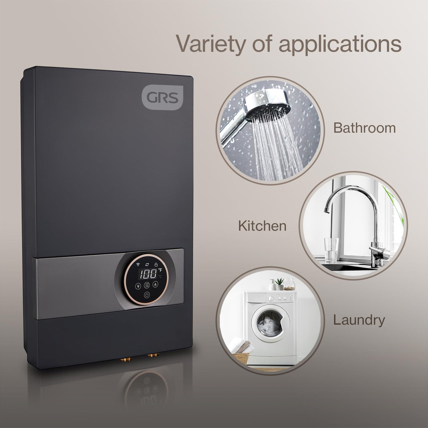 GRS Tankless Water Heater Electric 13KW 240V | Easy to Install Electric Heater with Digital Display | Whole House Water Tank for Shower, Kitchen, Bathroom, Sink, and more