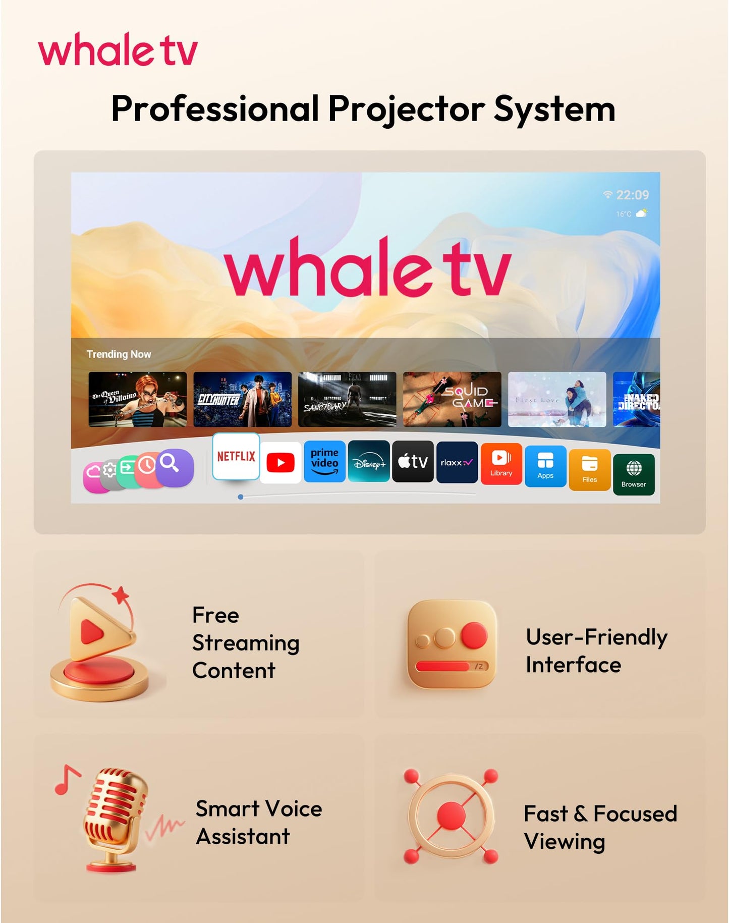 Smart Projector with WiFi 6 and Bluetooth, 700 ANSI Native 1080P, 4K Support, 4D Auto Keystone & Auto Focus, Compatible with Netflix, Voice Control, FHD Home Theater Projector, Xgody Gimbal N6 Pro