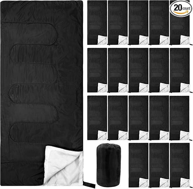 Peryiter 20 Pcs Sleeping Bags Bulk for Homeless People Adults Winter Sleeping Bags Bulk Outdoor Waterproof Lightweight Com...