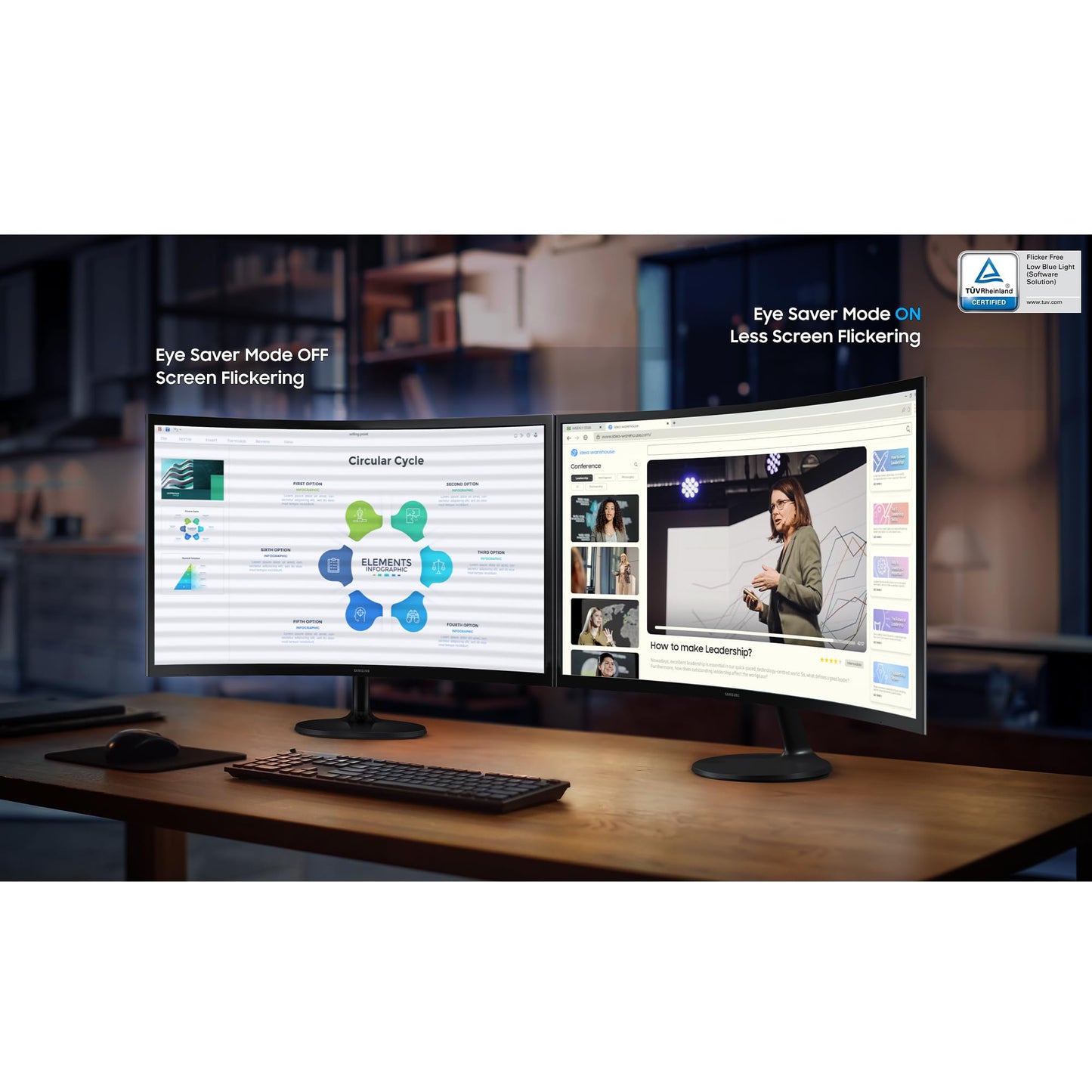 Samsung 27" Essential S3 (S36GD) Curved Monitor - FHD, 1800R Curved Screen, 100Hz, Eye Saver Mode, Game Mode, HDMI D-sub, LS27D36CGANXZA