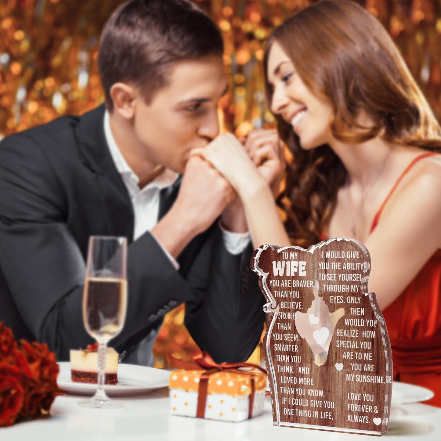 MAMAGIFTREE Valentines Day Gifts for Wife, I Love You Romantic Gifts, I Choose You with Heartfelt Message Acrylic Sign- Wedding Anniversary, Birthday Ideas for Her