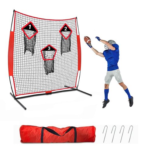 Mini Tang Football Throwing Net -6FT x 6FT Quarterback Passing Target Net with 3 Catch Zones Training to Improve Passing Accuracy Youth & Adult