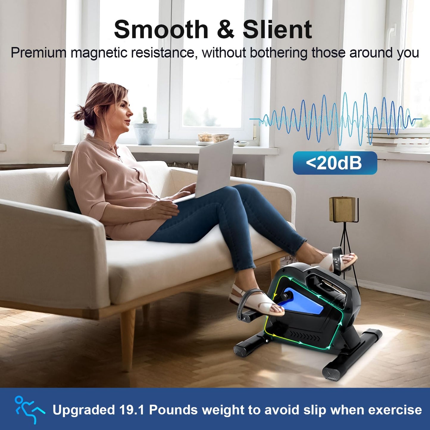 Under Desk Bike Pedal Exerciser, Himaly Mini Exercise Bike with Magnetic Resistance, Portable Peddler Foot Cycle for Arm & Leg with LCD Screen Display