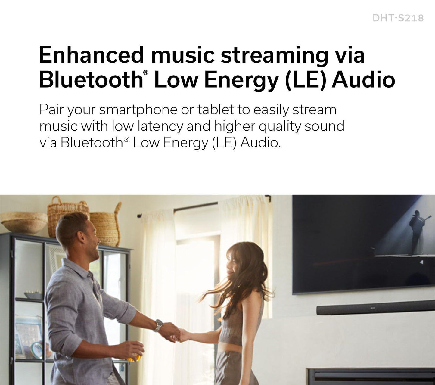 Denon DHT-S218 Sound Bar for Smart TV (Black), 2.1-Channel, 3D Audio with Dolby Atmos, 2 Built-in Subwoofers, Dual Midrange & Tweeters, 4K HDMI eARC, Dialog Enhancer, Multi-Pairing & Multi-Point.