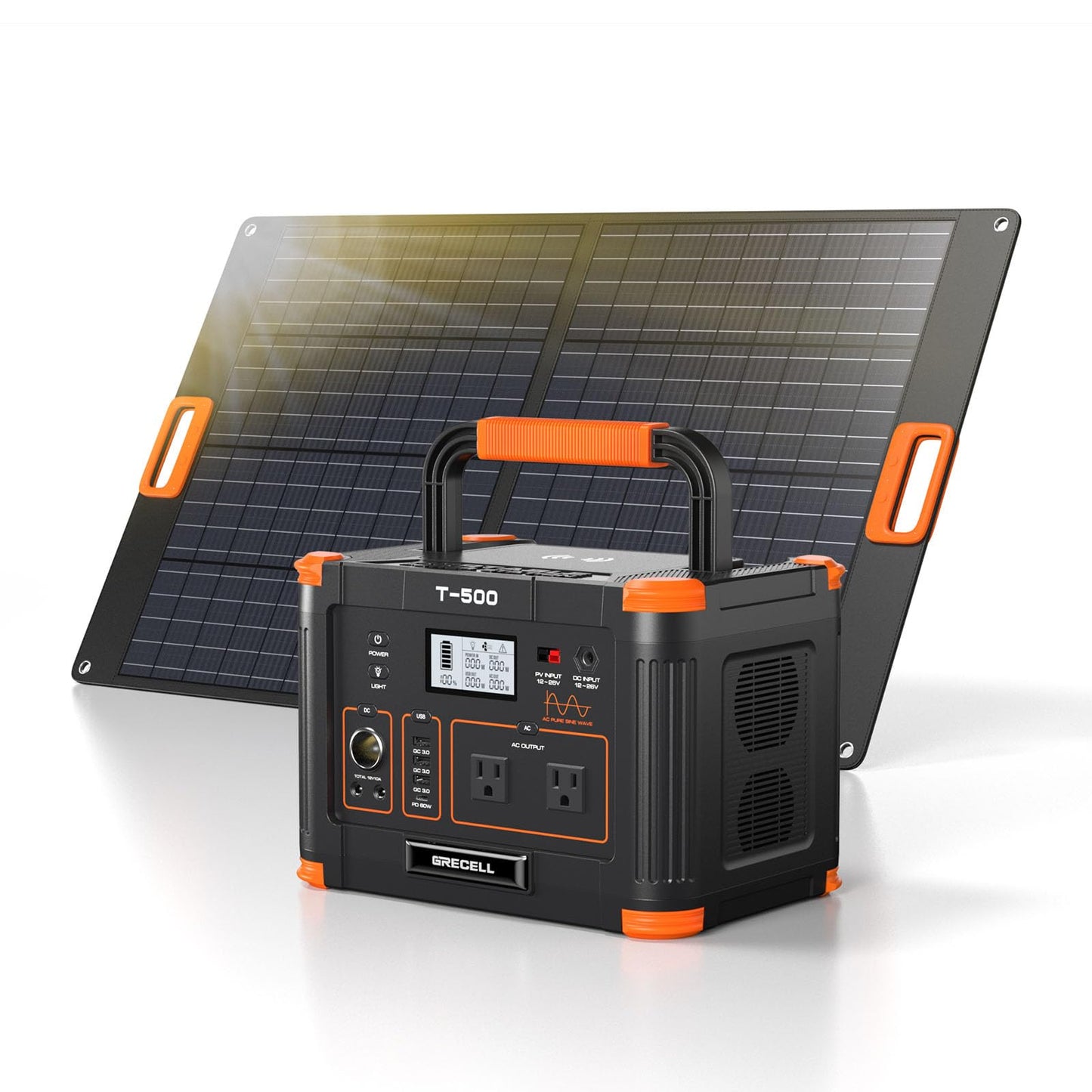 500W Portable Power Station With 100W Solar Panels 519Wh Solar Generator Outdoor Backup Lithium Battery Pack Power Supply With A